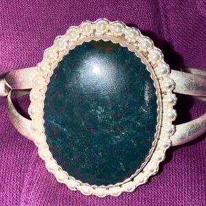 Elegant Navajo Sterling Silver and Green Stone Bracelet and necklace